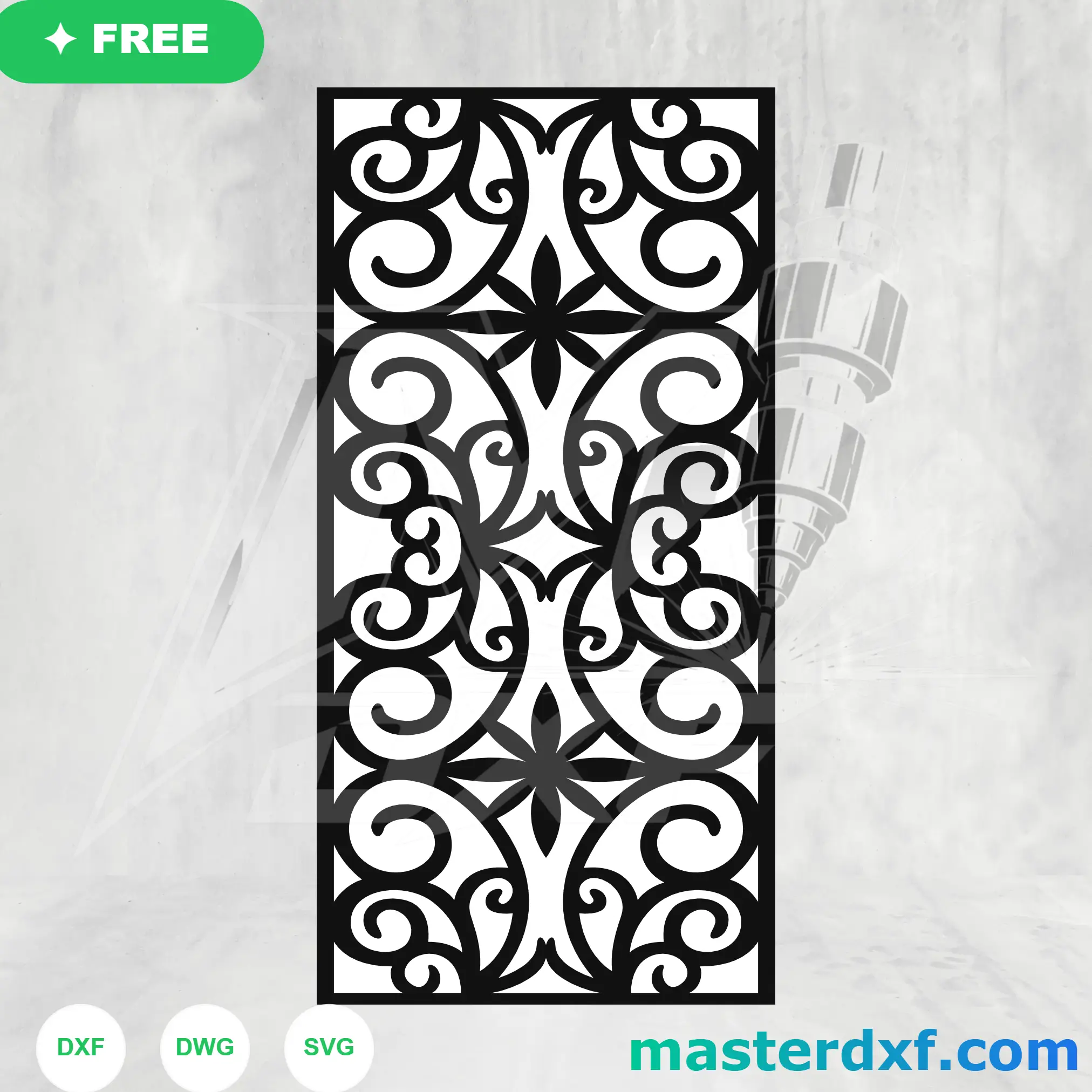 Scroll Swirl Flower Column DXF Panel for Classic Gate Screens DXF File